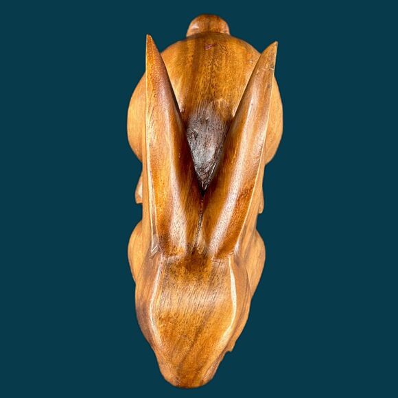 Gardeners Eden, Handcarved Wooden Easter Rabbit Figurine, Made In Philippines - Picture 5 of 9